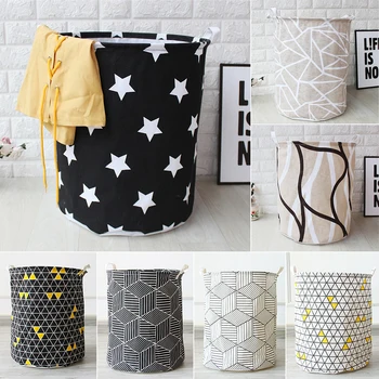 

Folding Cloth Art Dirty Clothes Toys Waterproof Storage Bucket Laundry Basket Washing hamper With Handle For Bathroom Household