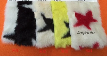 

Super soft rabbit fur jacquard plush fabric high-grade five-pointed star printed plush fabric