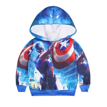 

Boys Jackets Hoodies Kids Clothes Captain-America Spiderman Batman Iron-Man Autumn Cotton Baby Children Coats Outerwear Tops