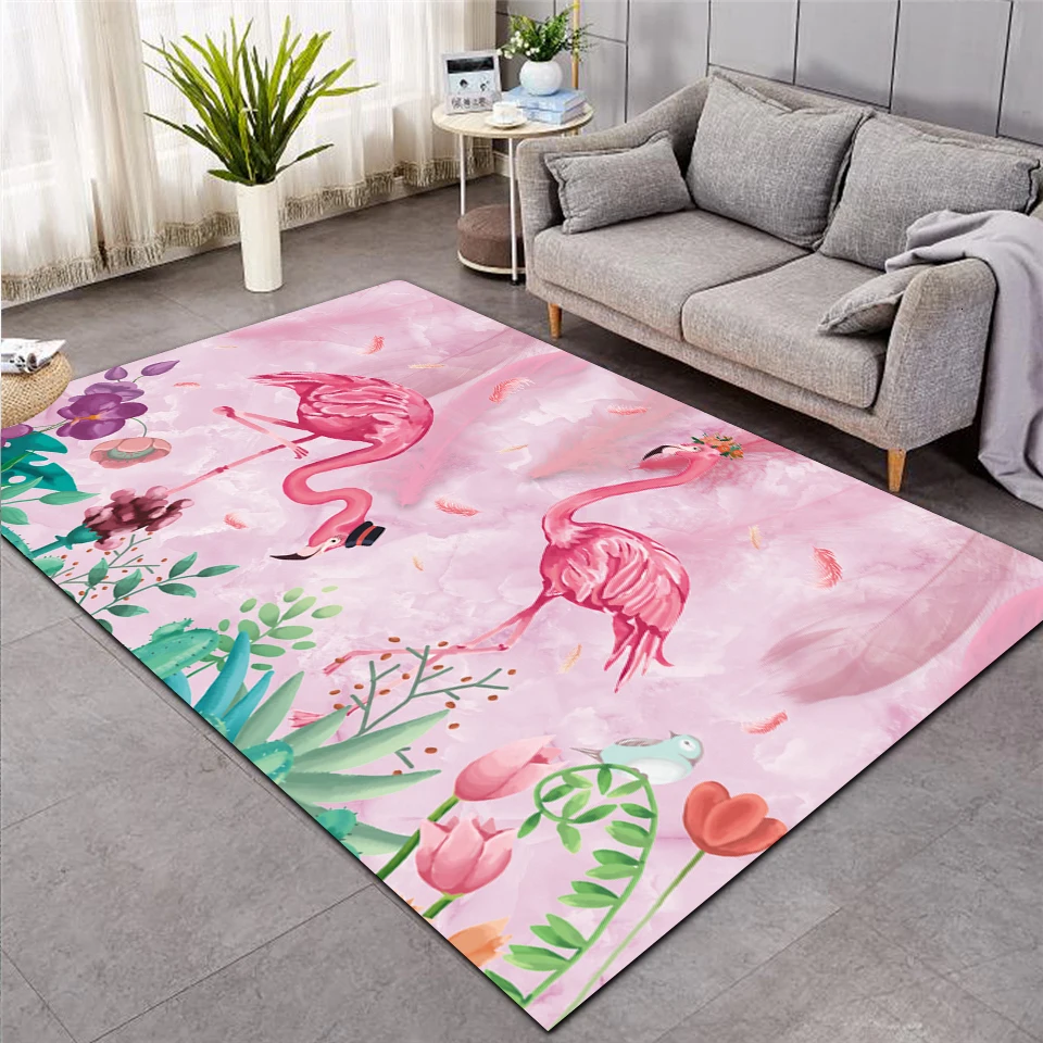 

Fashion Flamingo Tropical Leaf Leaves 3D Printed Carpet Bedroom Large Area Rug Non-slip For Living Room Home 06