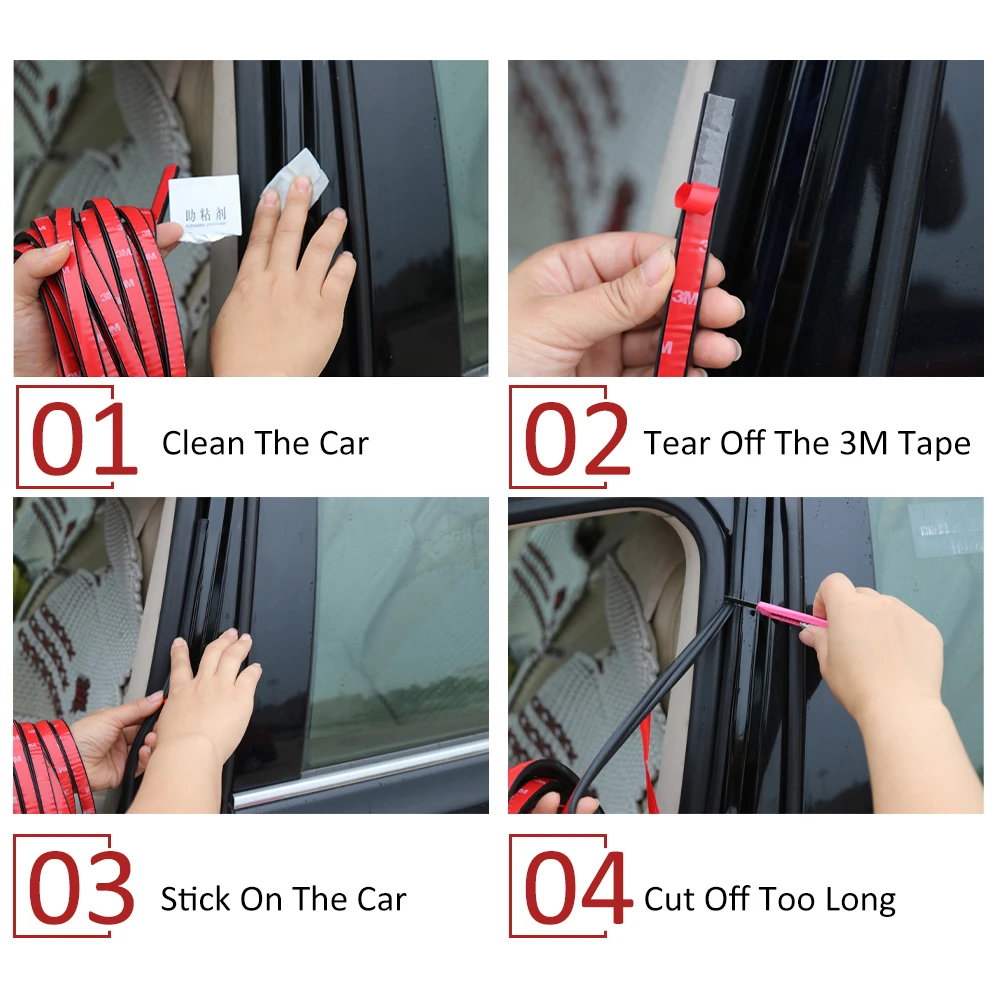 5M Self Adhesive Automotive Rubber Seal Strip Weatherstrip for Car Window Door edge anti-collision rubber strip Automobiles