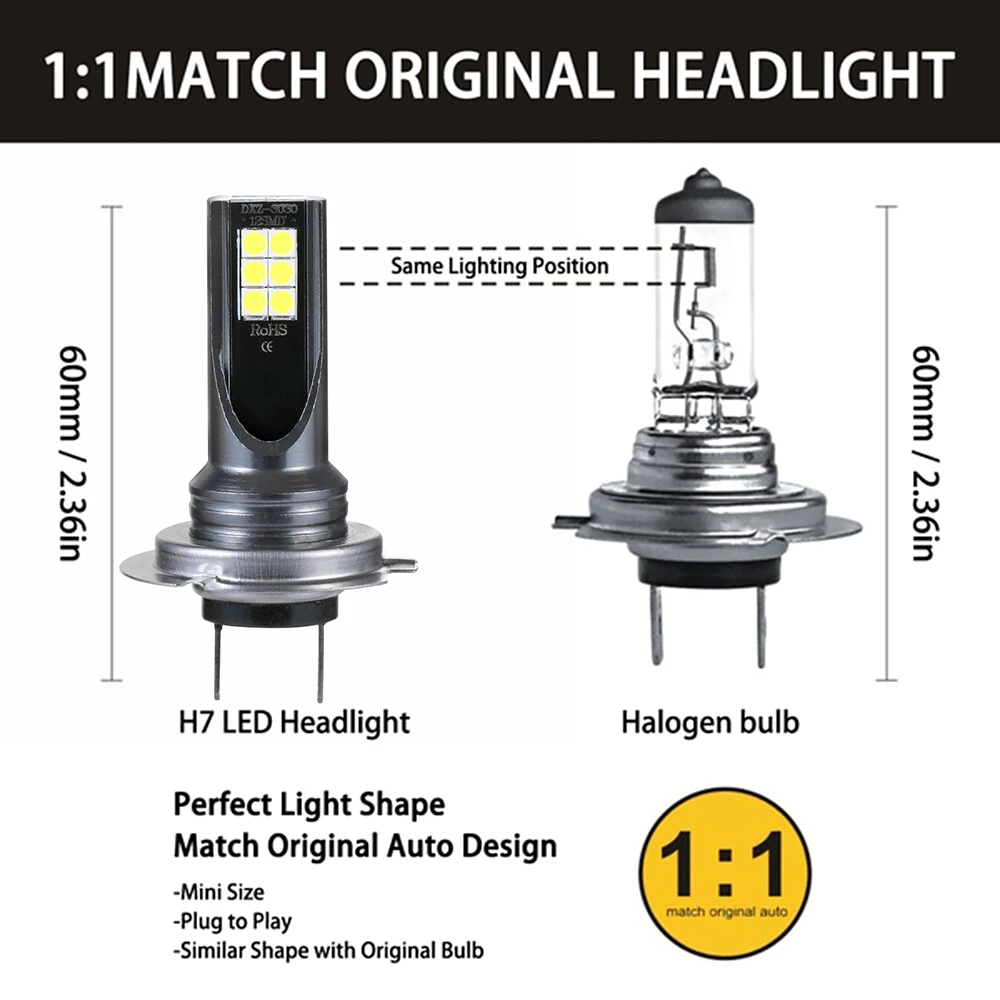 2 шт./компл. Водонепроницаемый Автомобильный светодиодный светильник H7 110W 24000Lm