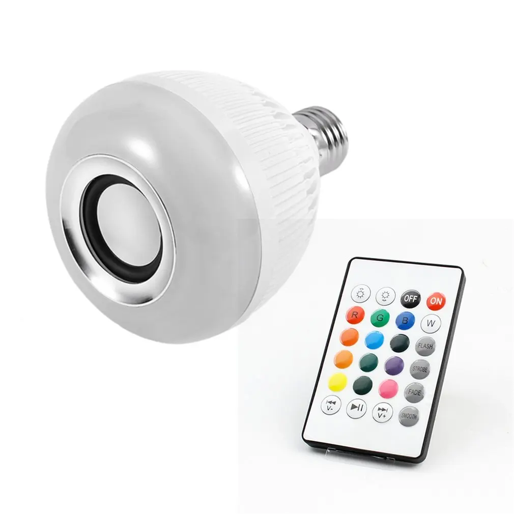 

ICOCO Smart Wireless Bluetooth LED Stereo Audio Speaker RGB Colorful Bulb 12W 28 LEDs Light Beads Music Lamp+Remote Controller