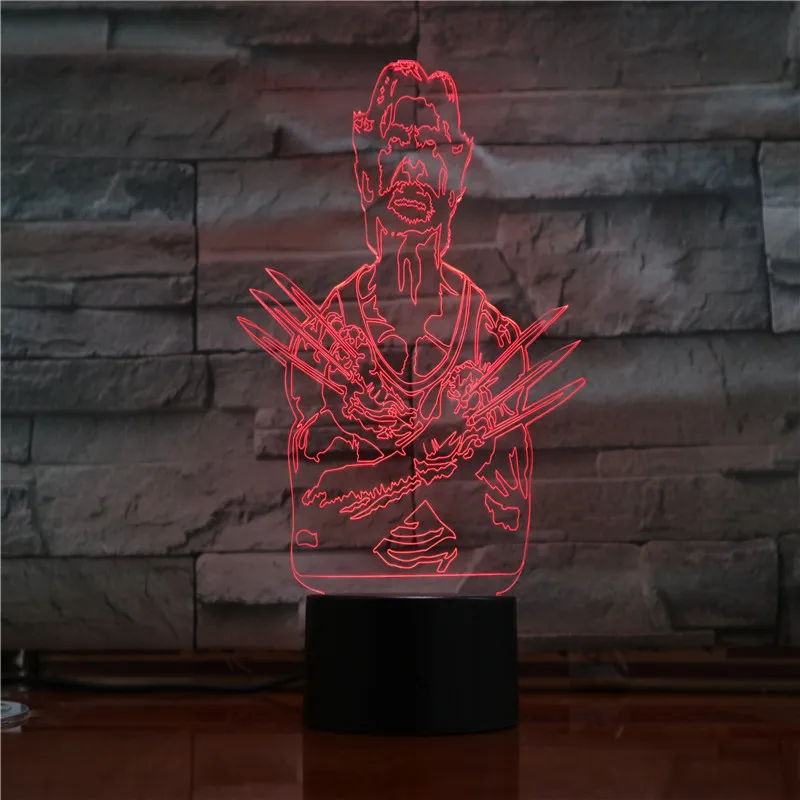 Мультфильм 3D ночник крутые фигурки Росомаха X-men светодиодный лампы многоцветные Детские Lampara AA батарея для детей подарок ко дню рождения 1334