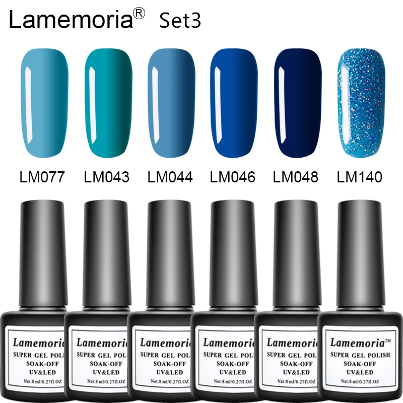 Set3 Lamemoria Гель-лак для ногтей гибридные лаки для ногтей полуперманентный гель uv Vernis цвет все для маникюра гель лак основа праймер - Цвет: Set3