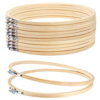 

12 Pieces 12 Inch Embroidery Hoops Wooden Round Adjustable Bamboo Circle Cross Stitch Hoop Ring Bulk for Art Craft Handy Sewin