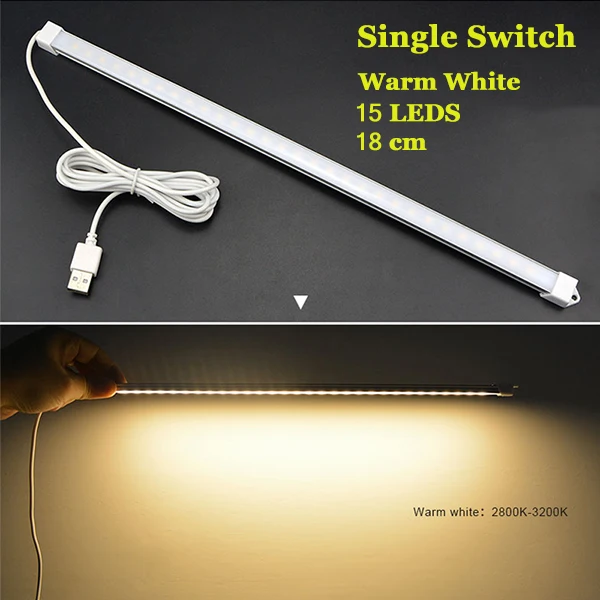 18cm warm white USB СВЕТОДИОДНАЯ лента SMD 5 в USB светодиодный настольный светильник для чтения прикроватных книг, для учебы, кухни, офиса, для детей, ночник - Испускаемый цвет: 18cm warm white