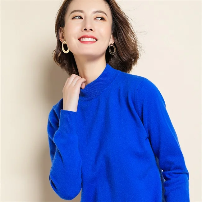Royal blue Осень зима свитер женский кашемировый свитер с хомутом вязаный пуловер женский свитер модный свитер Плюс Размер Топы - Цвет: Royal blue