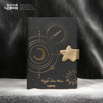 

LENWA Starry Sky Hardcover Notebook Magnetic Buckle Notebook Blank Black Paper Inner Page B6 Doodle Book