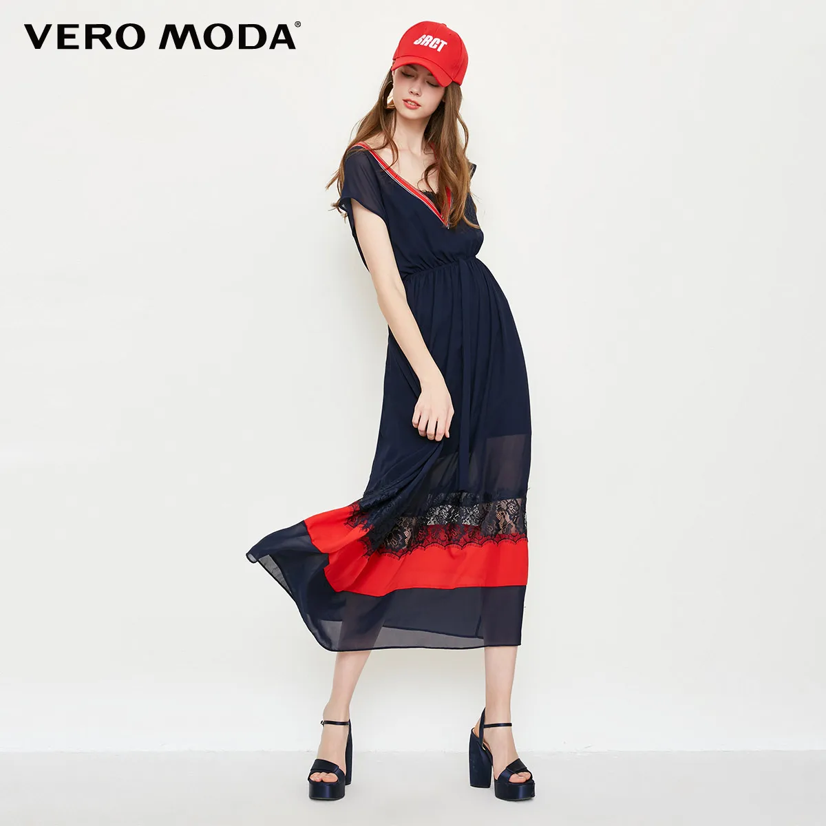 Платье-комбинация из двух частей с кружевом и v-образным вырезом Vero Moda | 31837A506