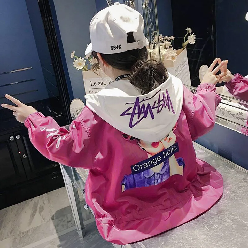 

Kids Spring Jackets for Girls Coats 2019 New Hooded Jacket for Girls Coats Children Clothing Autumn Teen Girls Hoodie Zipper