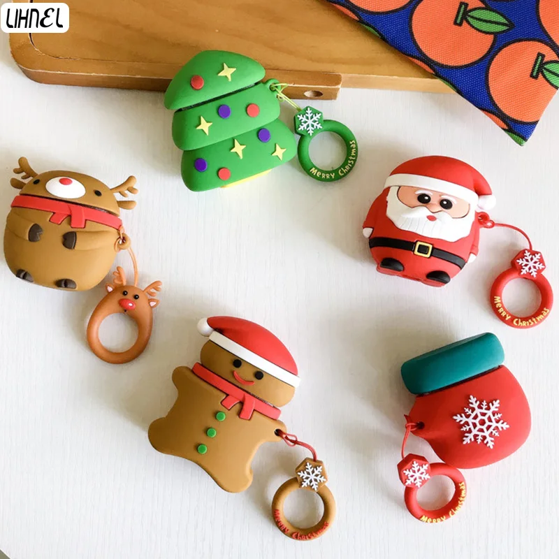 

Christmas Cookie Reindeer Snow Cartoon Silicon Case for Airpods 1 2 Bluetooth Wireless Earphone Case for Apple Earbuds Etui Bags