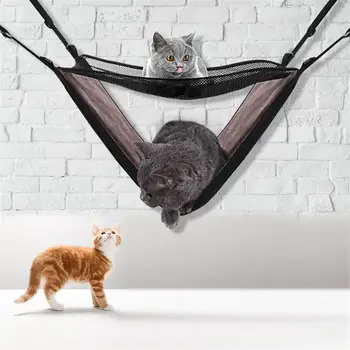 

Adjustable Cat Hammock Bed Comfortable Warm Hanging Pet Bed Double-Deck Cat Cradle Cat Hammock For Little Pets Home Kitten