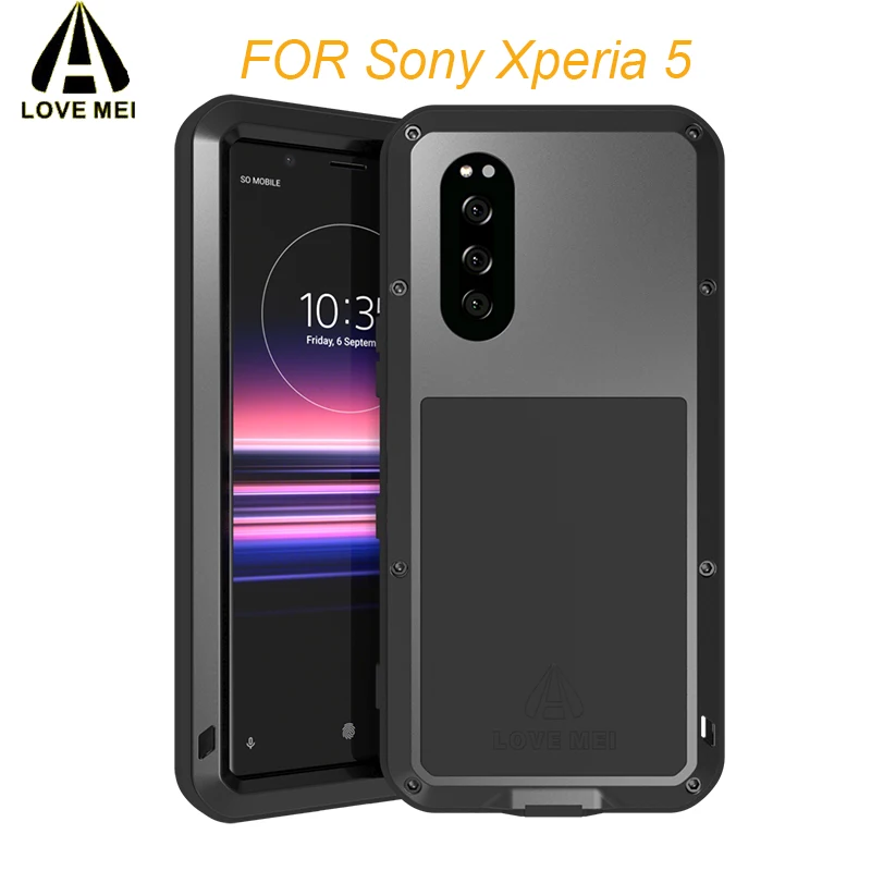 Love Mei металлический чехол для sony Xperia 5 водонепроницаемый Мощный противоударный чехол для телефона Gorrila аксессуары из закаленного стекла Алюминиевый Чехол
