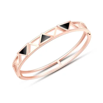 

Exequisite Hollow Rectangle Shell Stainless Steel Bracelets Bangles for Women Female Trendy Upscale Office Jewelry Gift Party