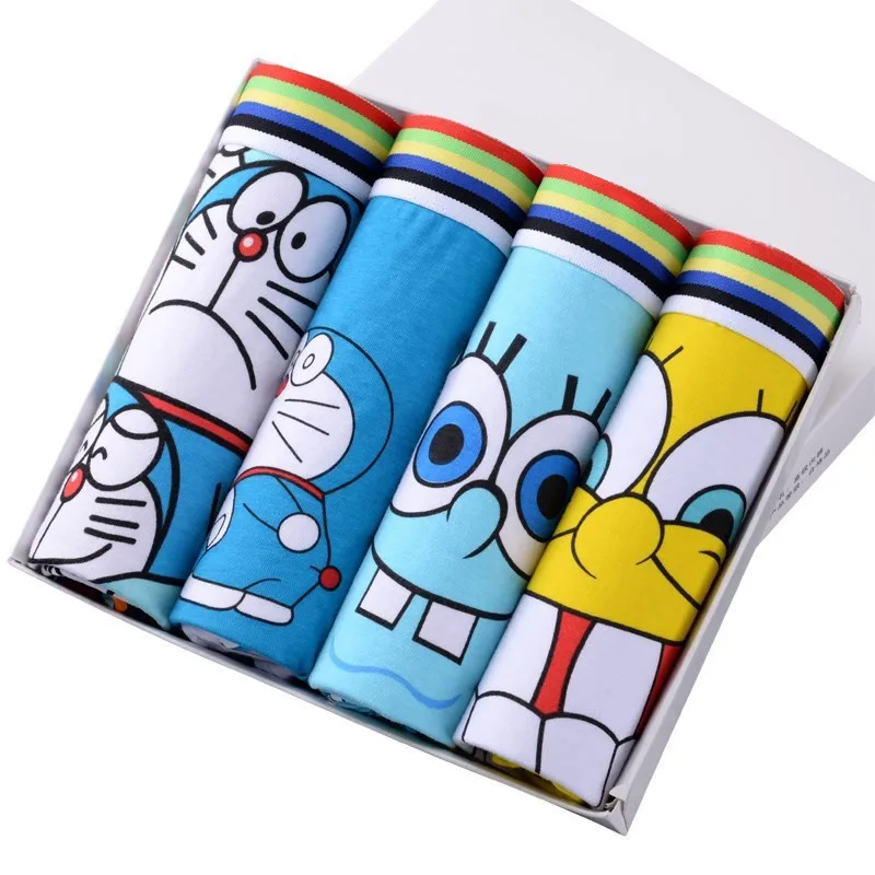 Трусы для мальчиков, 4 шт./лот, боксеры, хлопок, с рисунками, забавное Мужское нижнее белье с низкой талией, дышащие шорты СУПЕРМЕНА для мужчин, сексуальное нижнее белье