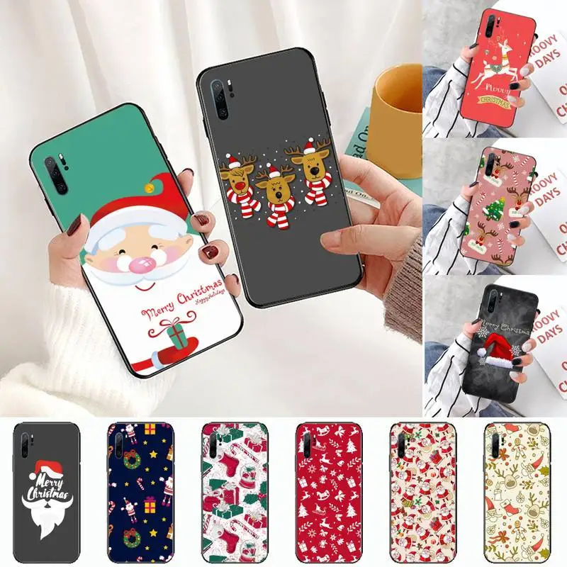 

Christmas Cartoon Deer Phone Case Funda For Huawei P9 P10 P20 P30 Lite 2016 2017 2019 plus pro P smart