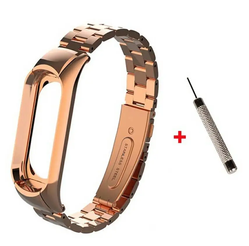 rose gold and tool Металлический ремешок для mi Band 4 сменный ремешок для Xiaomi mi Band 4 аксессуары для смарт-браслета стальной ремешок для mi Band 4 - Цвет: rose gold and tool