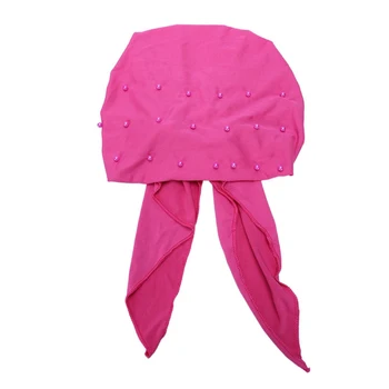 

Muslim Women Hijab Abaya Cancer Chemo Hat Inner Cap Pearls Hair Loss Head Scarf Turban Head Wrap Islamic Cap Long Tail Bandanas