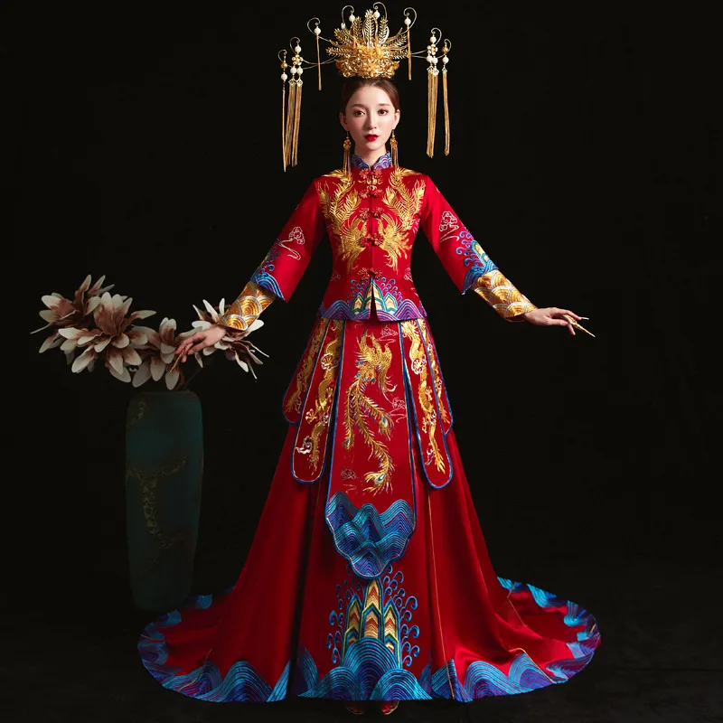 

Высококачественное китайское традиционное свадебное платье для банкета, Восточная Стильная современная длинная одежда, Китай, Qipao