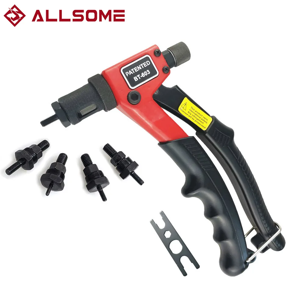 ALLSOME BT-603 Manual Riveter Gun Hand Rivet Tool Kit Rivet Nut Setting Tool Nut Setter M3/M4/M5/M6