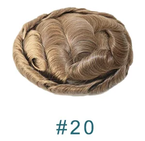 20# Eversilky Fine Mono и PU силиконовый wtih Швейцарский Кружевной передний Мужской зажим для парика Remy человеческие замена волос система протеза - Парик Цвет: 20#