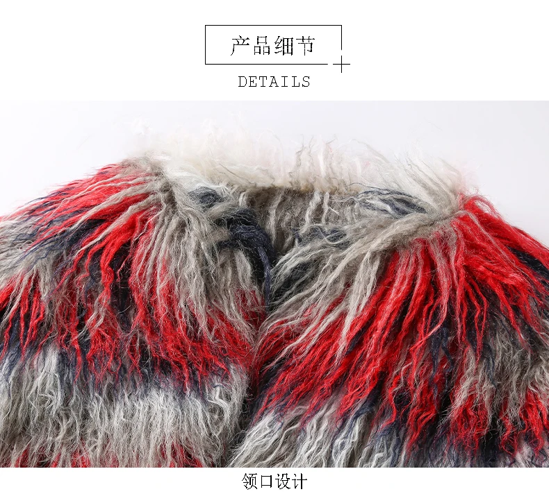 Nerazzurri gradient faux fur jacket women plus size winter faux fur coat short shaggy fluffy crop fur jacket women fashion coats