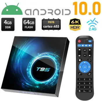 

2020 New Hotsellin T95 H616 Full HD 6K Smart TV Box Android 10.0 4G+32G/64G Smart TV Box WIFI 1000M Media Player HD Media Player