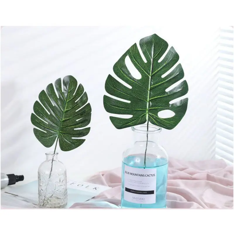 Monstera 20 шт Искусственные искусственные Пальмовые Листья в форме листьев зеленые растения Свадебные украшения DIY цветы композиция растительный лист