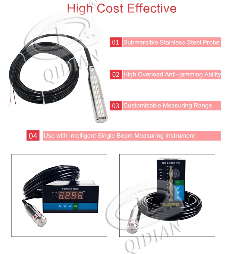 QDY30A 4-20mA diesel fuel oil tank level sensor hydrostatic submersible liquid water level transmitter
