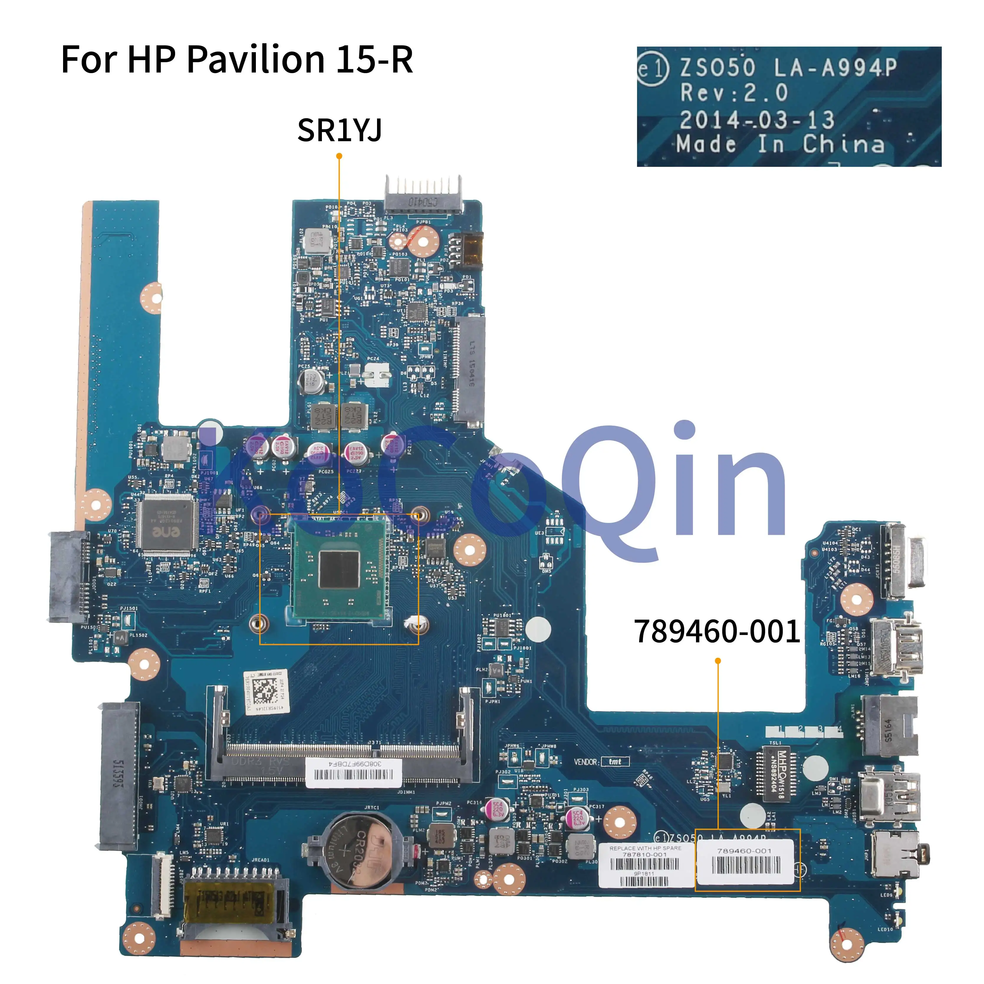 Kocoqin материнская плата для ноутбука hp Para 15-R 15T-R 250 G3 Core N2840 SR1YJ материнская плата ZS050 LA-A994P 789460-001 789460-501 тестирование