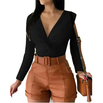 

2019 Womens Beads V Neck Blouse Ladies Long Sleeve Tops Ladies Slim Winter Shirts Females New Clothing Tops Blouses Hot Selling