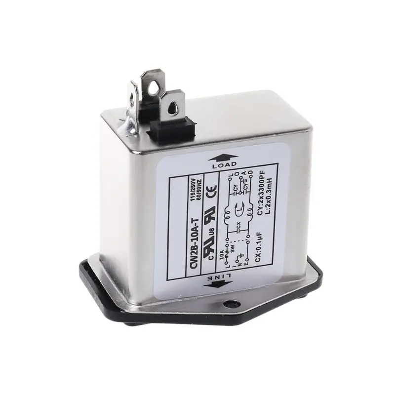 

CW2B-10A-T EMI Power Filter Single Phase Socket Line-Conditioner AC 115/250V