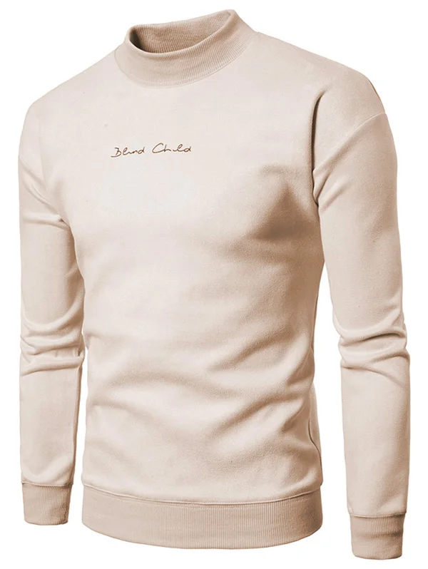 Warm White \ "ZAFUL толстовки Для мужчин груди письмо, Одноцветный принт, Цвет замшевые пуловеры Свободные толстовки с высоким, плотно облегающим шею воротником мужской Костюмы - Цвет: Warm White