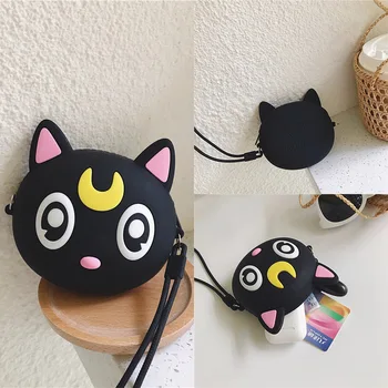 

Kawaii Sailor Moon Luna silica gel Wallet Women Japanese Fashion Brand Lady Zipper Purse Lovely Handbag Clutch