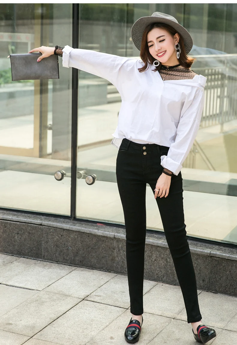 Jeans Womens High Waist Elastic Skinny Denim Long Pencil Pants Plus Size 42 Woman Jeans Camisa Feminina Lady Fat Trousers