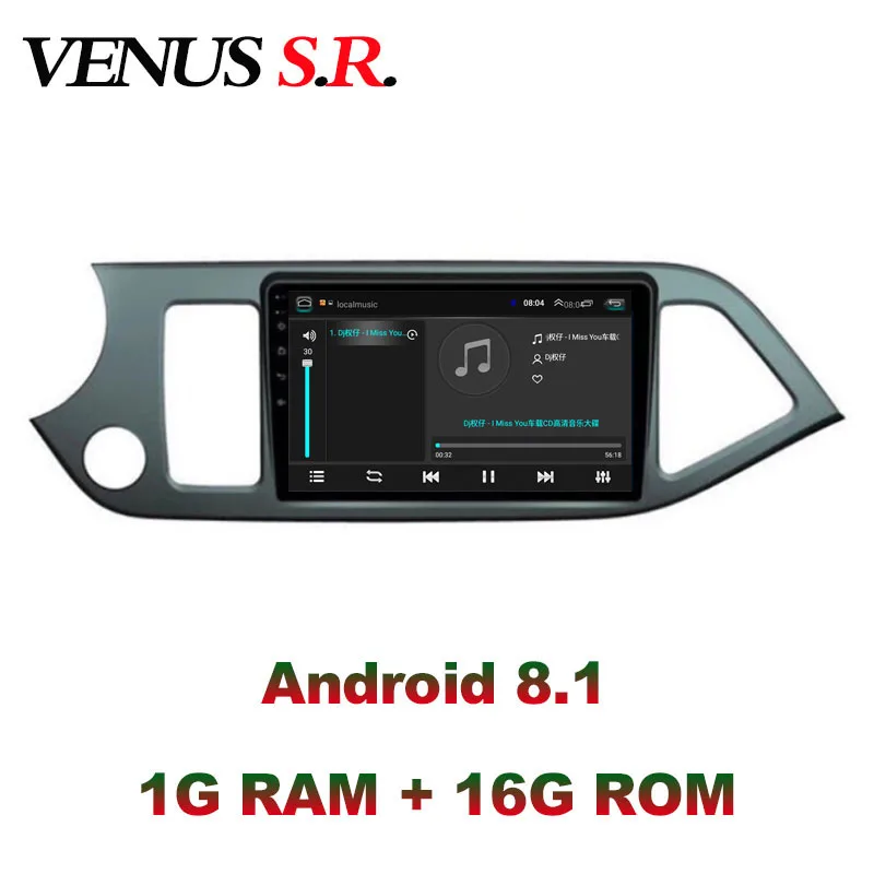 Excellent VenusSR Android 8.1 2.5D car dvd for KIA PICANTO Morning 2011-2014 multimedia headunit GPS gps navigation 3