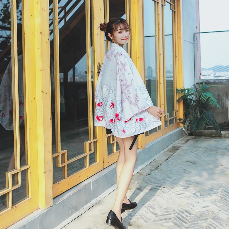 Женские топы лето японские модные Кимоно Одежда для пар Obi Yukata женское пляжное кимоно Boho Haori кимоно Japones FF2426