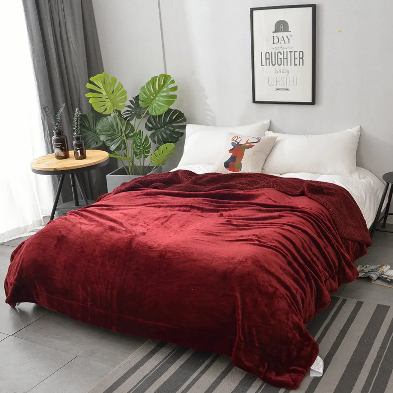 200 см супер мягкое двойное фланелевое одеяло из овчины, теплое удобное одноцветное Коралловое бархатное одеяло, диван, постельные принадлежности, домашний текстиль