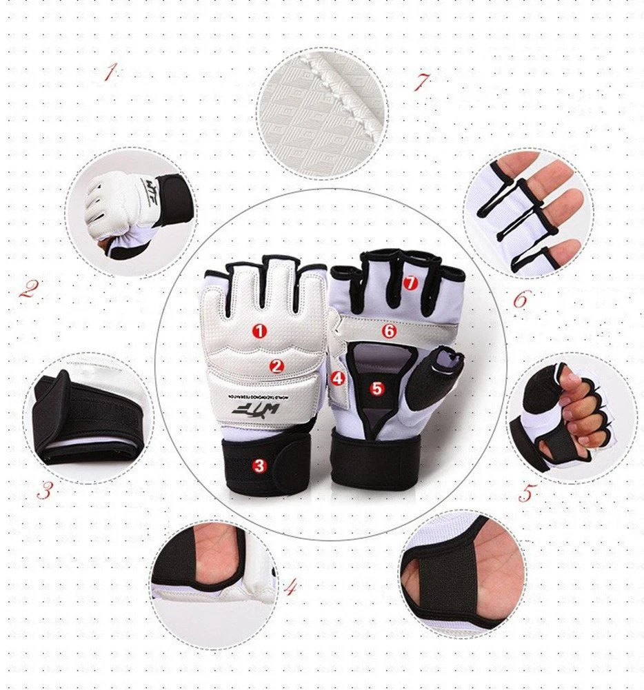 SINOBUDO WTF long tape Taekwondo Gloves Training Boxing Gloves Foot Guard Ankel Support One Set Foot and Gloves Protector