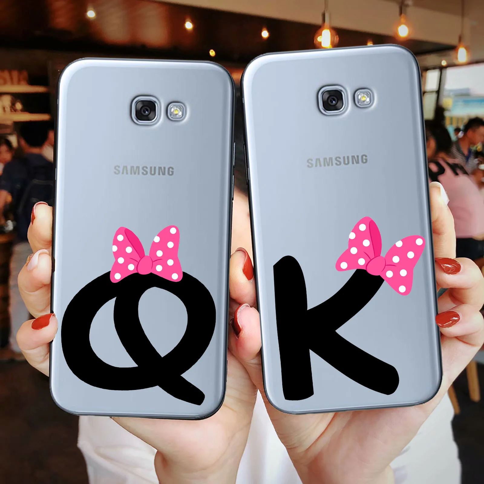 

Fashion Letter Monogram Cases 26 Alphabet Bow For Samsung S10 S10 PLUS NOTE 8 9 A10 A30 A50 Soft TPU Phone Case
