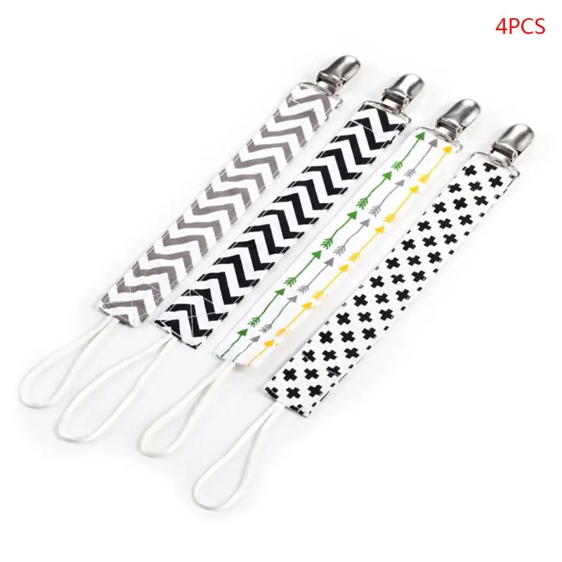 

4Pc Dummy Clip Baby Kid Soother Clip Chain Holder Strap Pacifier Modern Design D0AF
