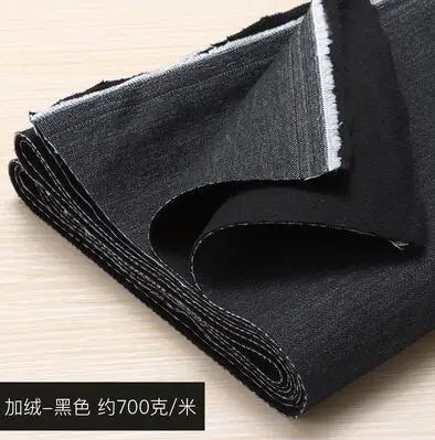 140x50 см, 1 шт., хорошая джинсовая ткань, плотная, микро-стрейч, теплая джинсовая ткань с флисом внутри, материал для шитья, штаны, одежда - Цвет: black 140cmx50cm
