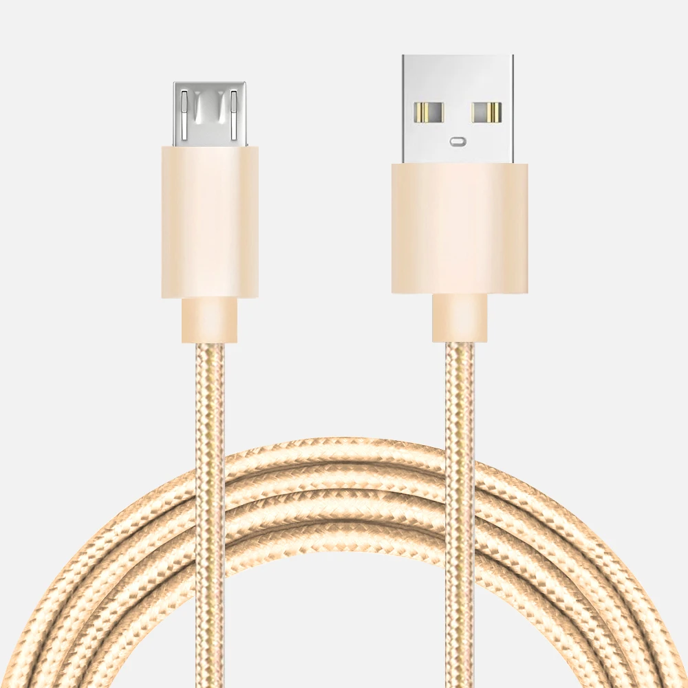 Golden Senhomtog Micro USB кабель для быстрой зарядки нейлоновый плетеный кабель для зарядки и передачи данных для мобильного телефона USB шнур для samsung Xiaomi и любых Androi - Цвет: Golden