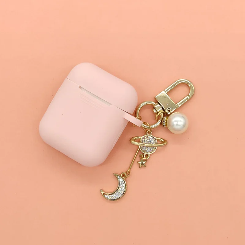 Чехол для Apple AirPods, роскошный силиконовый чехол для ключей с бриллиантами и луной, защитный чехол для наушников s, аксессуары, защита от потери