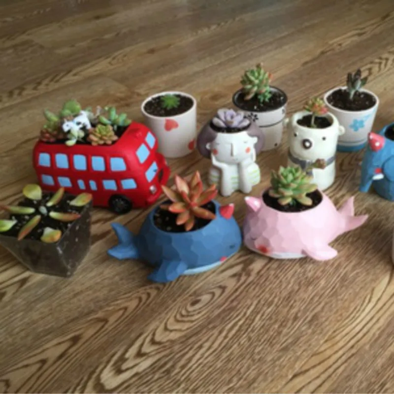 Zakka Creative Flowerpot Retro Cars Colorful Planter Resin Garden Succulent Plants Bonsai Flower Pot Decoration indoor macetas (4)