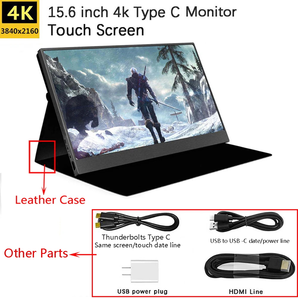 lower price  15.6 inch 4K IPS HDR LCD Touch Monitor for Raspberry Pi 4 Xbox Portable Games Screen Type C NS Swit