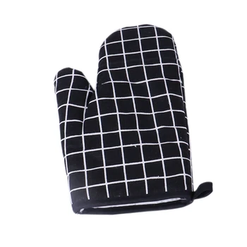 

2-Piece Combination Plaid Cotton and Linen Baking Gloves Oven Gloves Heat-Resistant Oven Gloves Safe Baking and Cooking