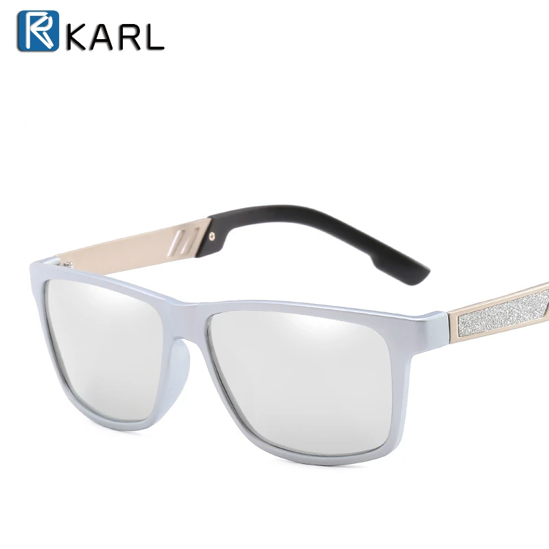 KARL новые белые квадратные стильные поляризованные мужские солнцезащитные очки, модные уличные солнцезащитные очки для вождения, мужские солнцезащитные очки