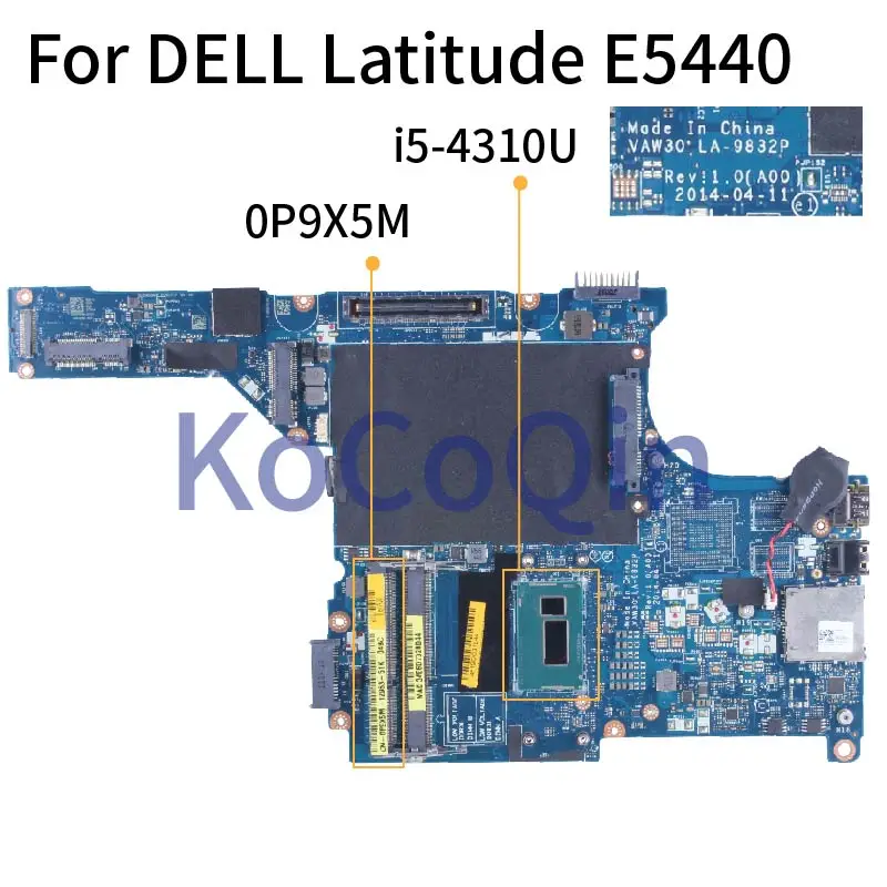 For DELL Latitude E5440 i5-4310U Notebook Mainboard LA-9832P 0P9X5M SR1EE DDR3 Laptop Motherboard | Компьютеры и офис